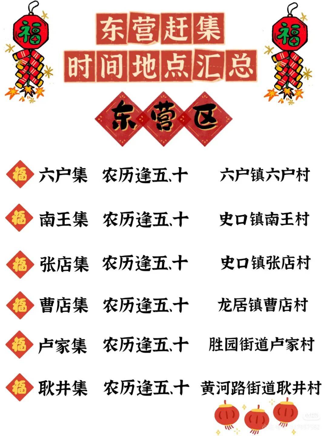 收藏！東營趕集時間地點彙總來了！