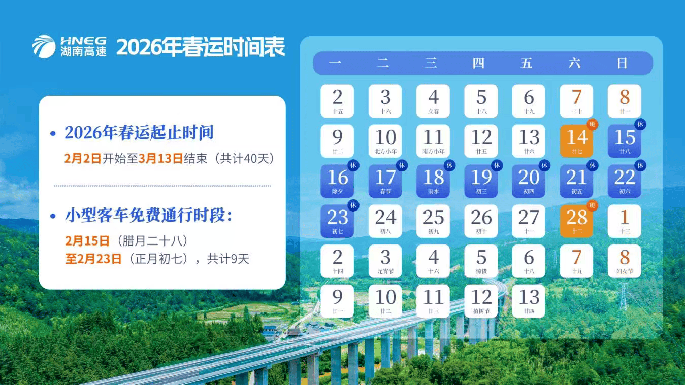 收藏不迷路！2026湖南春運高速出行全攻略